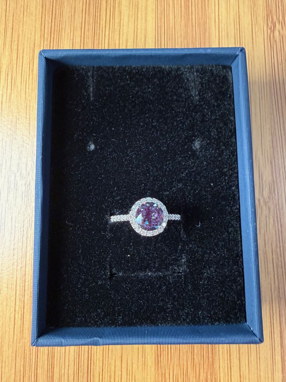 Sterling Silver 2.40 Ct. Lab Alexandrite & Lab Diamond Ring Sz 7